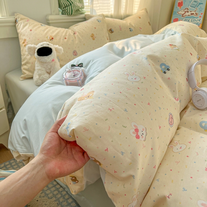 91家纺网 家纺一手货源 找家纺 漫仙阁家纺 2026新款纯棉学生宿舍A版100%新疆棉B版古法水洗三件套全棉四件套奇遇记