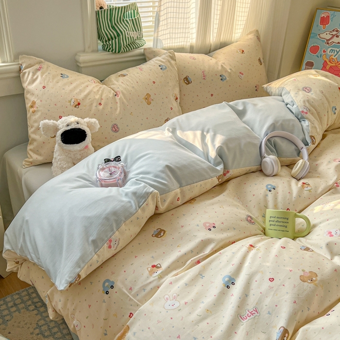 91家纺网 家纺一手货源 找家纺 漫仙阁家纺 2026新款纯棉学生宿舍A版100%新疆棉B版古法水洗三件套全棉四件套奇遇记