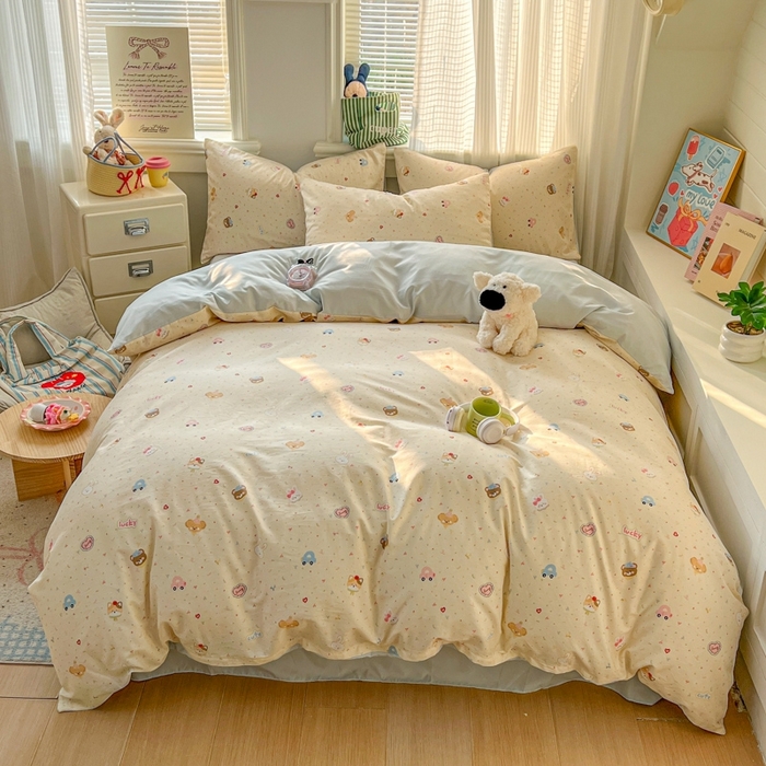 91家纺网 家纺一手货源 找家纺 漫仙阁家纺 2026新款纯棉学生宿舍A版100%新疆棉B版古法水洗三件套全棉四件套奇遇记