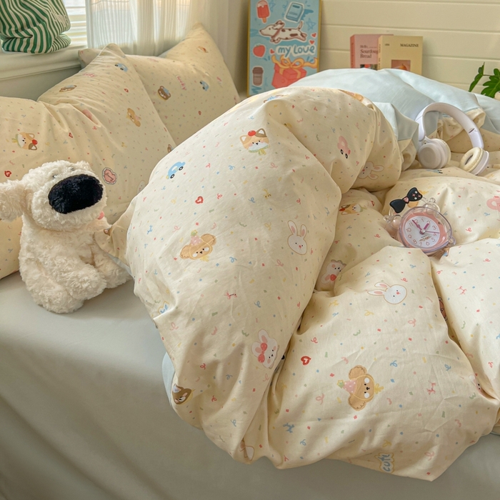 91家纺网 家纺一手货源 找家纺 漫仙阁家纺 2026新款纯棉学生宿舍A版100%新疆棉B版古法水洗三件套全棉四件套奇遇记