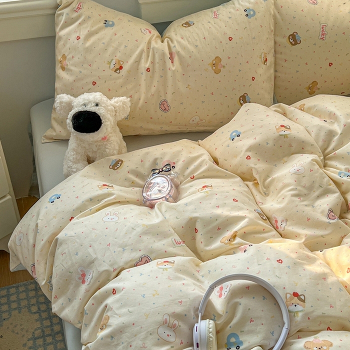 91家纺网 家纺一手货源 找家纺 漫仙阁家纺 2026新款纯棉学生宿舍A版100%新疆棉B版古法水洗三件套全棉四件套奇遇记