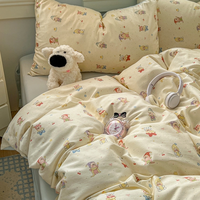 91家纺网 家纺一手货源 找家纺 漫仙阁家纺 2026新款纯棉学生宿舍A版100%新疆棉B版古法水洗三件套全棉四件套星星人