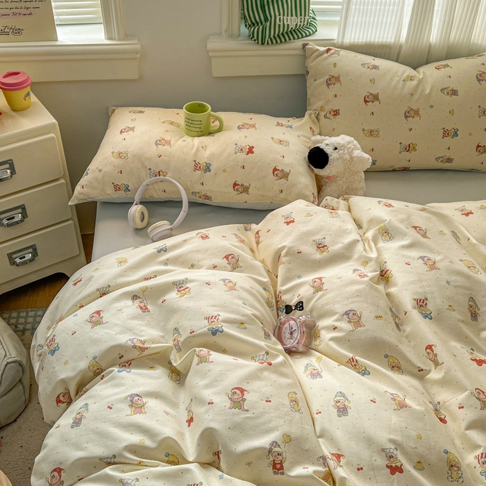 91家纺网 家纺一手货源 找家纺 漫仙阁家纺 2026新款纯棉学生宿舍A版100%新疆棉B版古法水洗三件套全棉四件套星星人