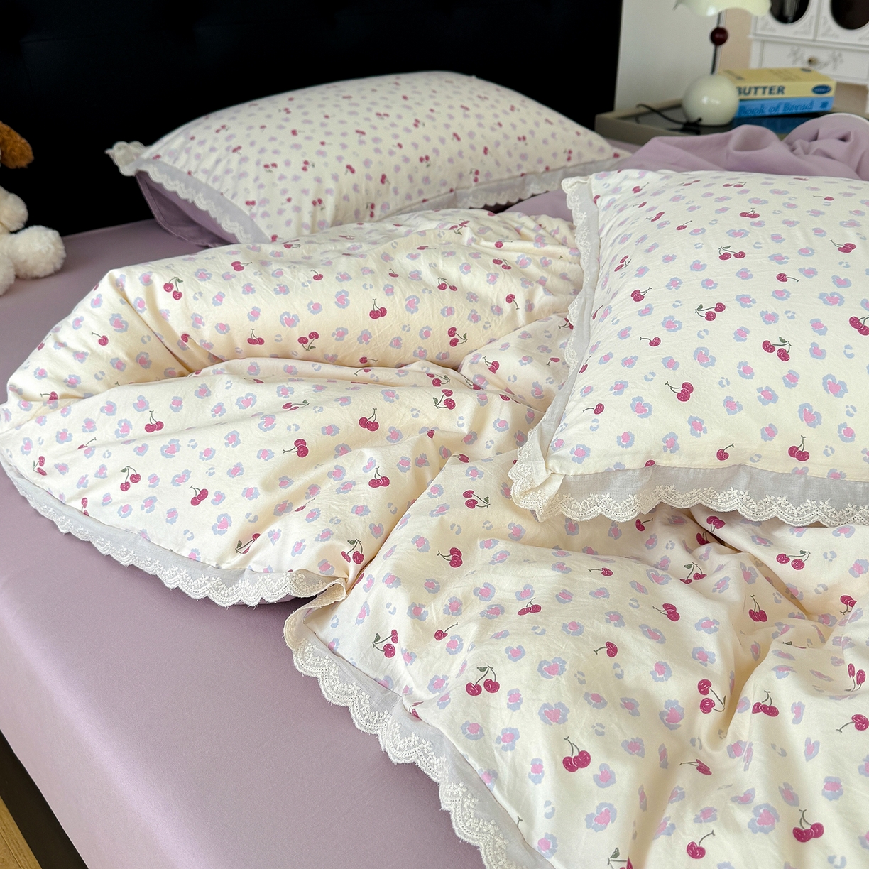 91家纺网 家纺一手货源 找家纺 （总）竹合 2026新款田园韩版花边款小碎花古法水洗仿棉A类云感棉四件套