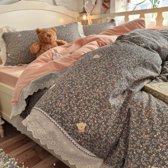 91家纺网 家纺一手货源 找家纺 （总）海岛哥哥 2026新款仿棉云柔纱韩版双花边四件套