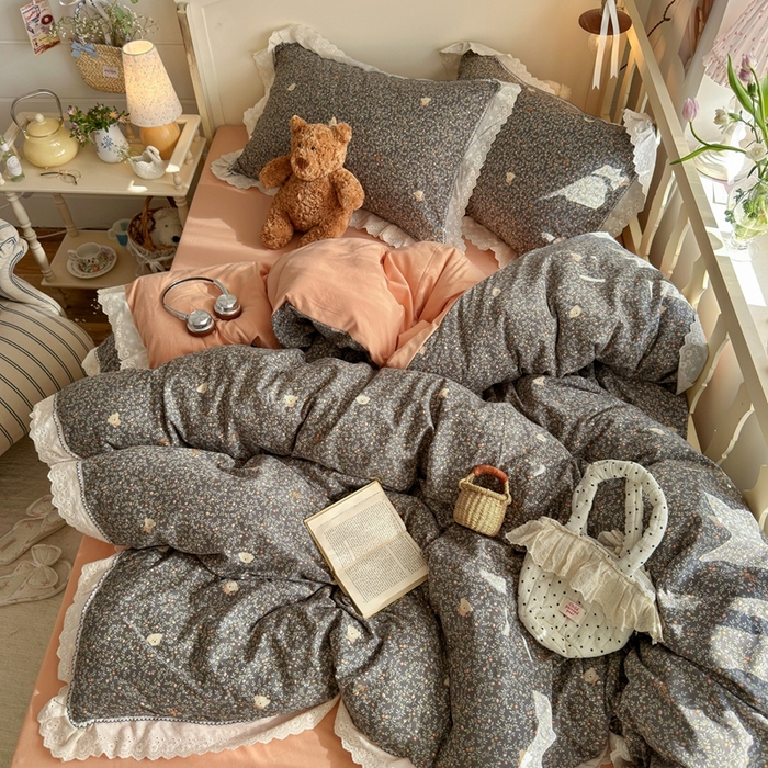 91家纺网 家纺一手货源 找家纺 （总）海岛哥哥 2026新款仿棉云柔纱韩版双花边四件套