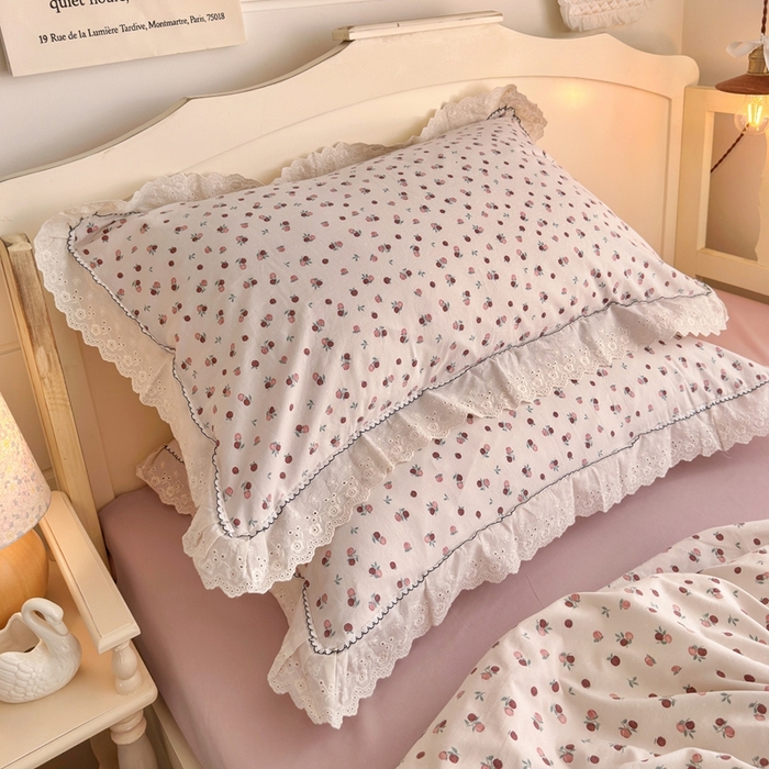 91家纺网 家纺一手货源 找家纺 海岛哥哥 2026新款仿棉云柔纱韩版双花边四件套 花边-禾时