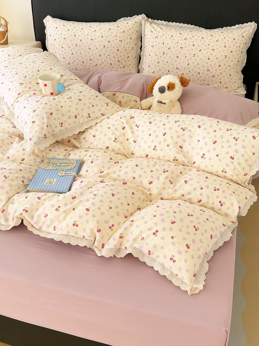 91家纺网 家纺一手货源 找家纺 （总）竹合 2026新款田园韩版花边款小碎花古法水洗仿棉A类云感棉四件套