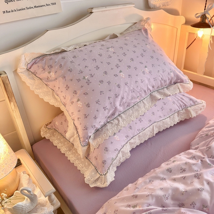 91家纺网 家纺一手货源 找家纺 海岛哥哥 2026新款仿棉云柔纱韩版双花边四件套 花边-葡萄园