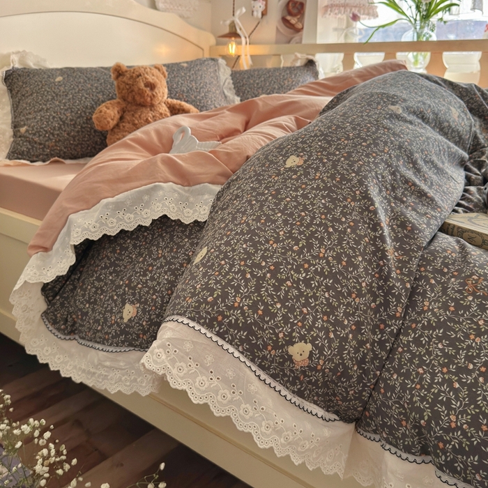 91家纺网 家纺一手货源 找家纺 （总）港岛妹妹 2026新款仿棉云柔纱韩版双花边四件套