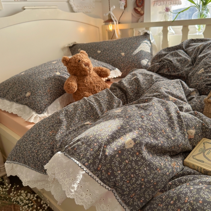 91家纺网 家纺一手货源 找家纺 （总）港岛妹妹 2026新款仿棉云柔纱韩版双花边四件套