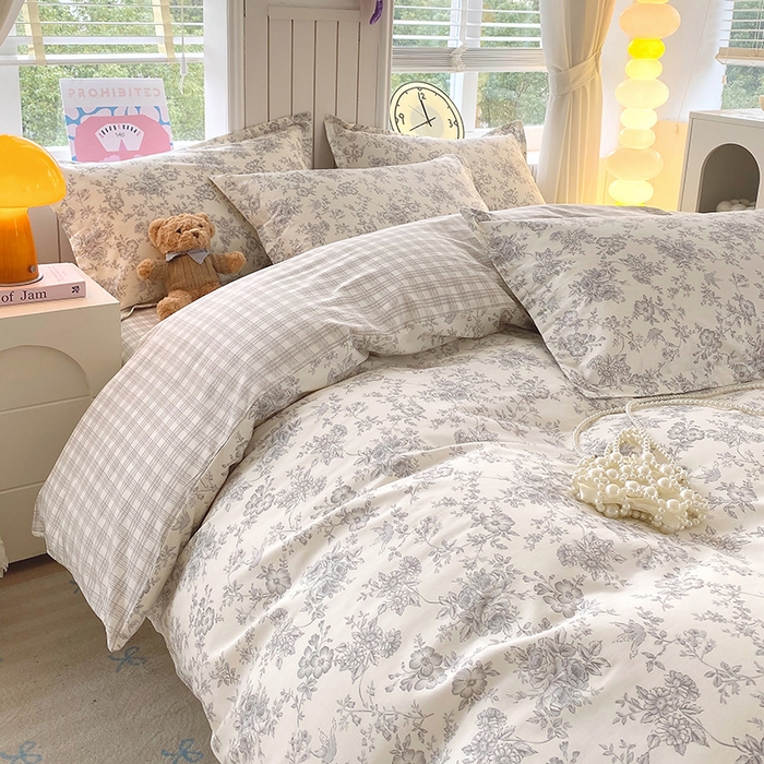 91家纺网 家纺一手货源 找家纺 金丝兔 2026新款纯棉印花四件套系列 白山茶