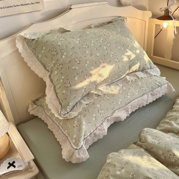 91家纺网 家纺一手货源 找家纺 港岛妹妹 2026新款仿棉云柔纱韩版双花边四件套 花边-桔夏