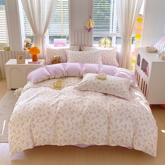 金丝兔 2026新款纯棉印花四件套系列 春风里-紫