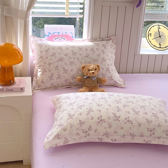 91家纺网 家纺一手货源 找家纺 金丝兔 2026新款纯棉印花四件套系列 春风里-紫