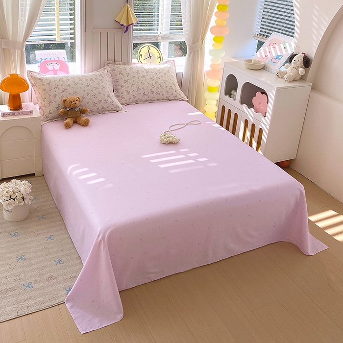 91家纺网 家纺一手货源 找家纺 金丝兔 2026新款纯棉印花四件套系列 春风里-紫