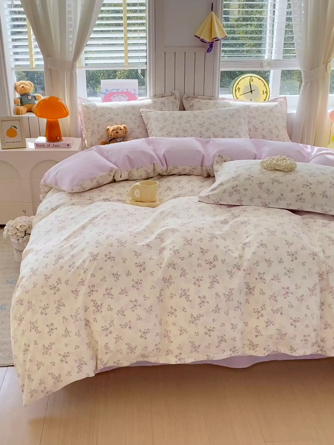 91家纺网 家纺一手货源 找家纺 金丝兔 2026新款纯棉印花四件套系列 春风里-紫