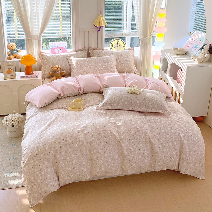 91家纺网 家纺一手货源 找家纺 金丝兔 2026新款纯棉印花四件套系列 春野苍兰