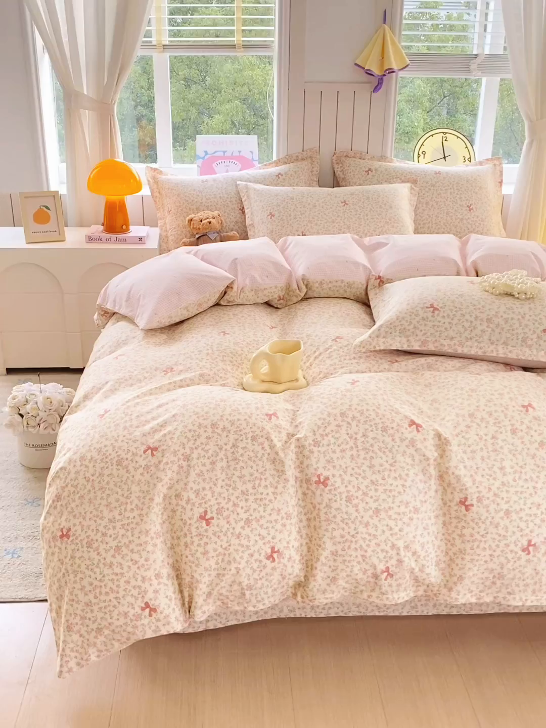 91家纺网 家纺一手货源 找家纺 金丝兔 2026新款纯棉印花四件套系列 粉蕊蝶