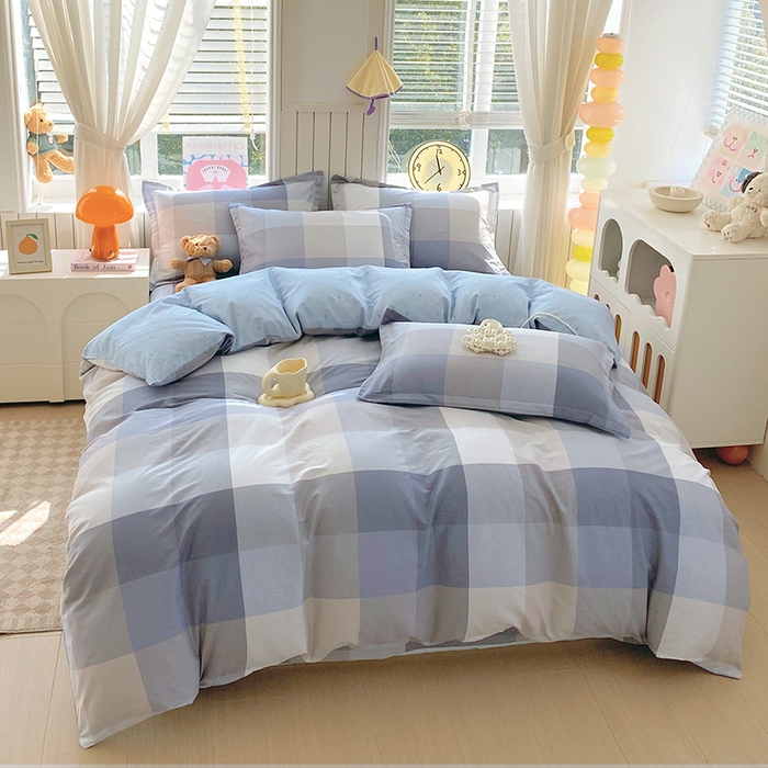 91家纺网 家纺一手货源 找家纺 金丝兔 2026新款纯棉印花四件套系列 格韵-灰