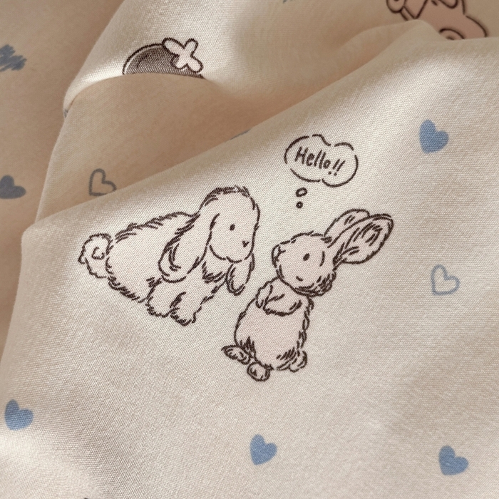 91家纺网 家纺一手货源 找家纺 港岛妹妹 2026新款仿棉云柔纱韩版双花边四件套 花边-兔薇薇