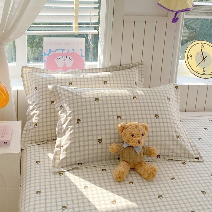 91家纺网 家纺一手货源 找家纺 金丝兔 2026新款纯棉印花四件套系列 格子熊