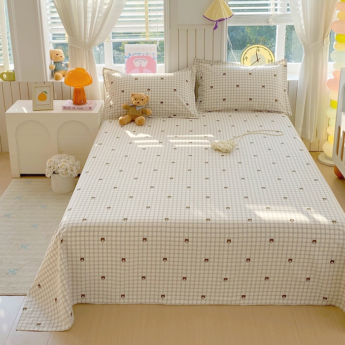 91家纺网 家纺一手货源 找家纺 金丝兔 2026新款纯棉印花四件套系列 格子熊