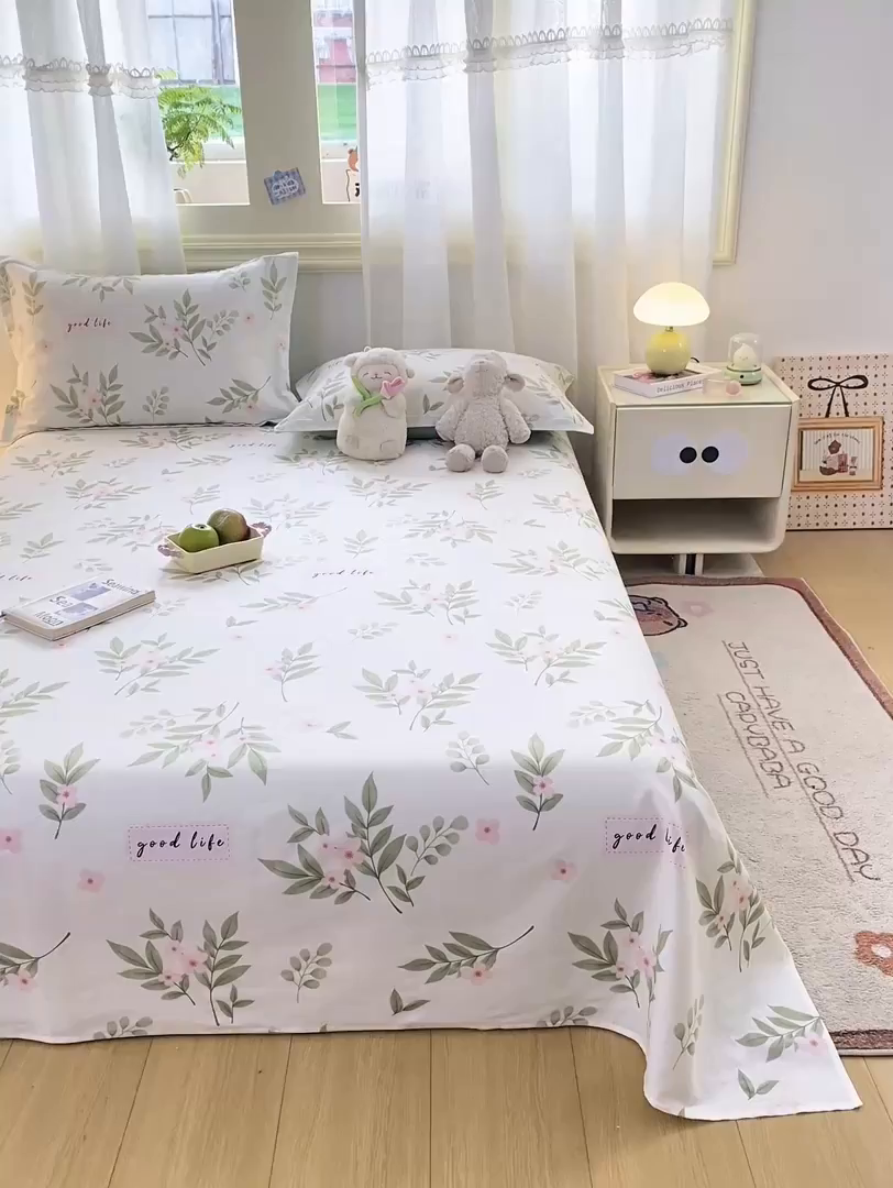 91家纺网 家纺一手货源 找家纺 花梦欣 2026新款全棉印花单品系列-单床单 扶绿花园