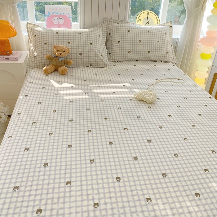 91家纺网 家纺一手货源 找家纺 金丝兔 2026新款纯棉印花四件套系列 格子熊