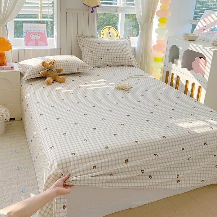 91家纺网 家纺一手货源 找家纺 金丝兔 2026新款纯棉印花四件套系列 格子熊