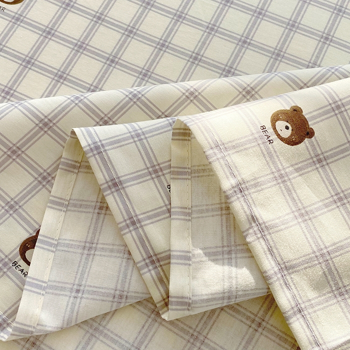 91家纺网 家纺一手货源 找家纺 金丝兔 2026新款纯棉印花四件套系列 格子熊
