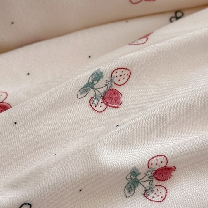 91家纺网 家纺一手货源 找家纺 港岛妹妹 2026新款仿棉云柔纱韩版双花边四件套 花边-小草莓