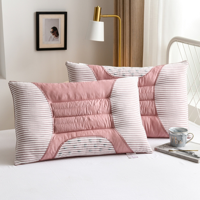 91家纺网 家纺一手货源 找家纺 仁宇枕业 2026新款新品长绒棉决明子磁石枕头枕芯 长绒棉决明子磁石枕-粉色