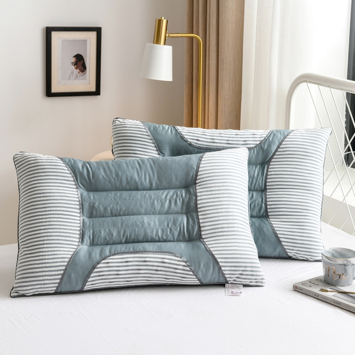 91家纺网 家纺一手货源 找家纺 仁宇枕业 2026新款新品长绒棉决明子磁石枕头枕芯 长绒棉决明子磁石枕-蓝色