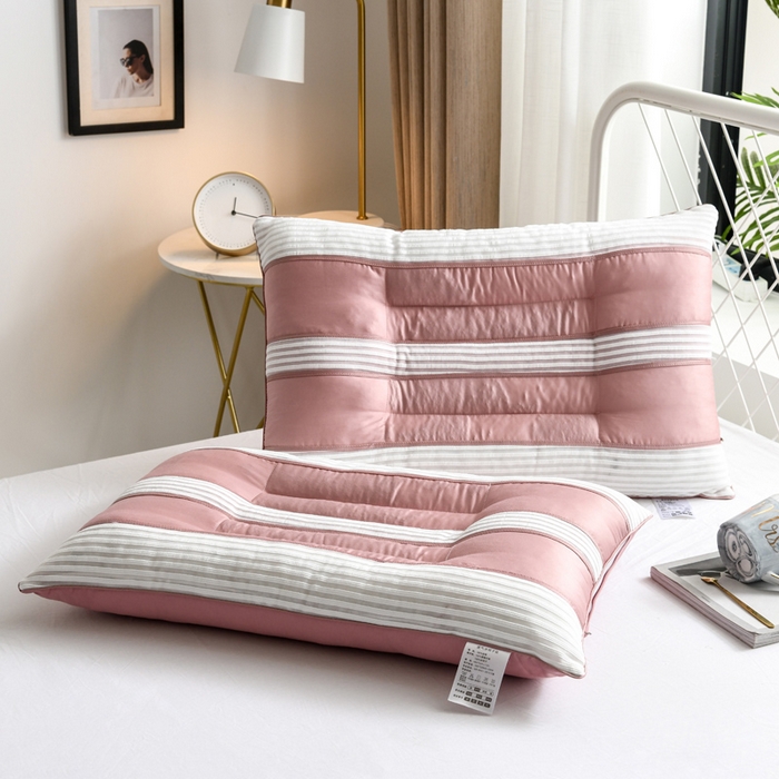 仁宇枕业 2026新款新品长绒棉决明子磁石枕头枕芯 长绒棉决明子透气-粉色