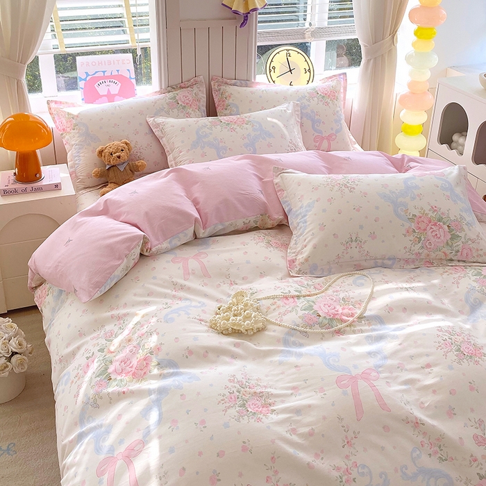 91家纺网 家纺一手货源 找家纺 金丝兔 2026新款纯棉印花四件套系列 花漫歌