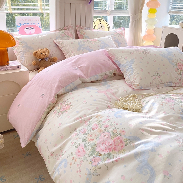 91家纺网 家纺一手货源 找家纺 金丝兔 2026新款纯棉印花四件套系列 花漫歌