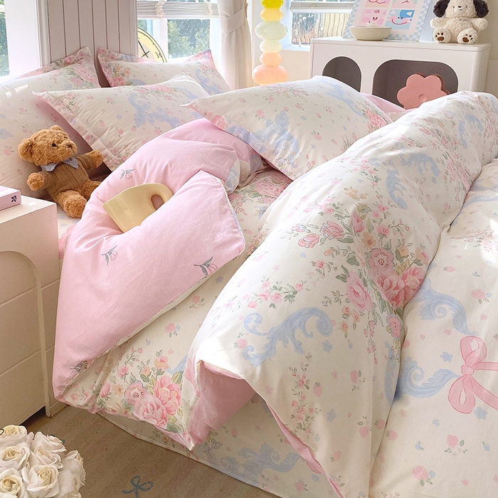 91家纺网 家纺一手货源 找家纺 金丝兔 2026新款纯棉印花四件套系列 花漫歌