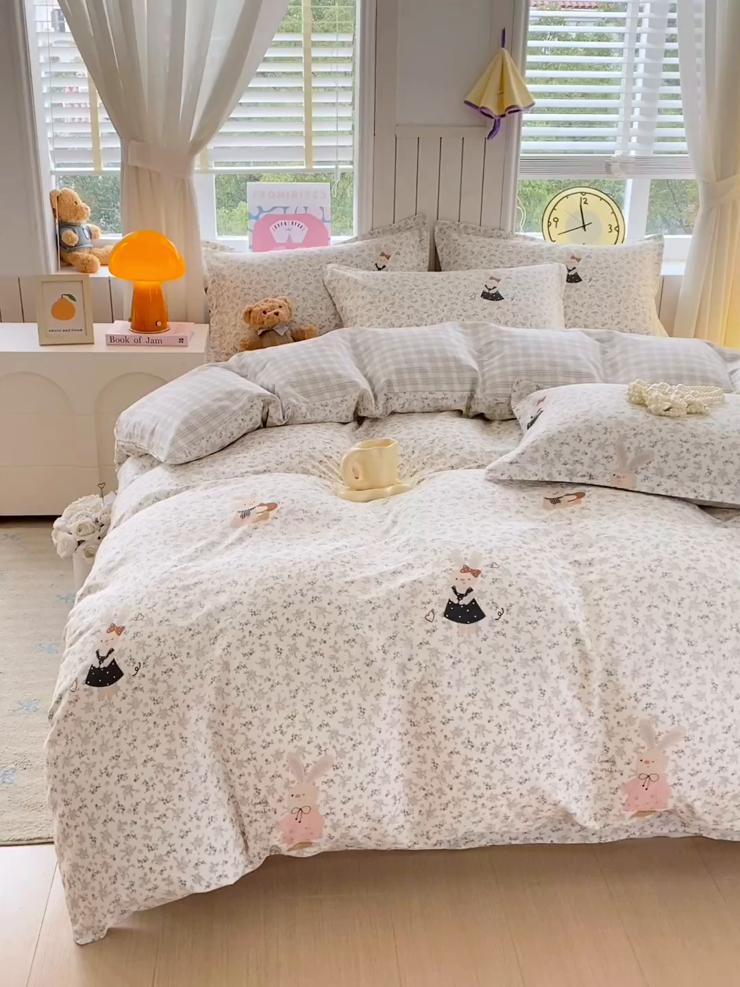 91家纺网 家纺一手货源 找家纺 金丝兔 2026新款纯棉印花四件套系列 吉吉兔