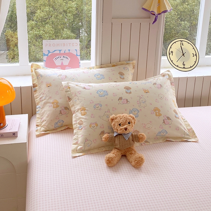 91家纺网 家纺一手货源 找家纺 金丝兔 2026新款纯棉印花四件套系列 萌宠乐园