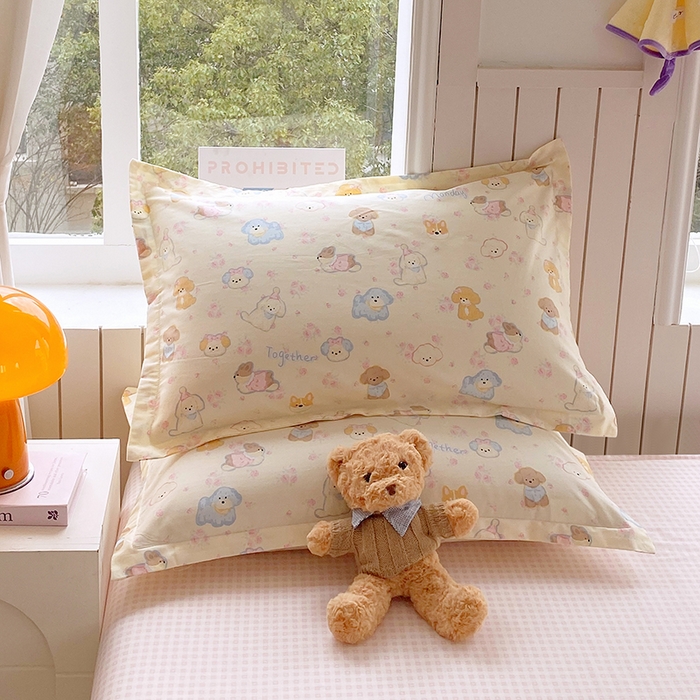 91家纺网 家纺一手货源 找家纺 金丝兔 2026新款纯棉印花四件套系列 萌宠乐园