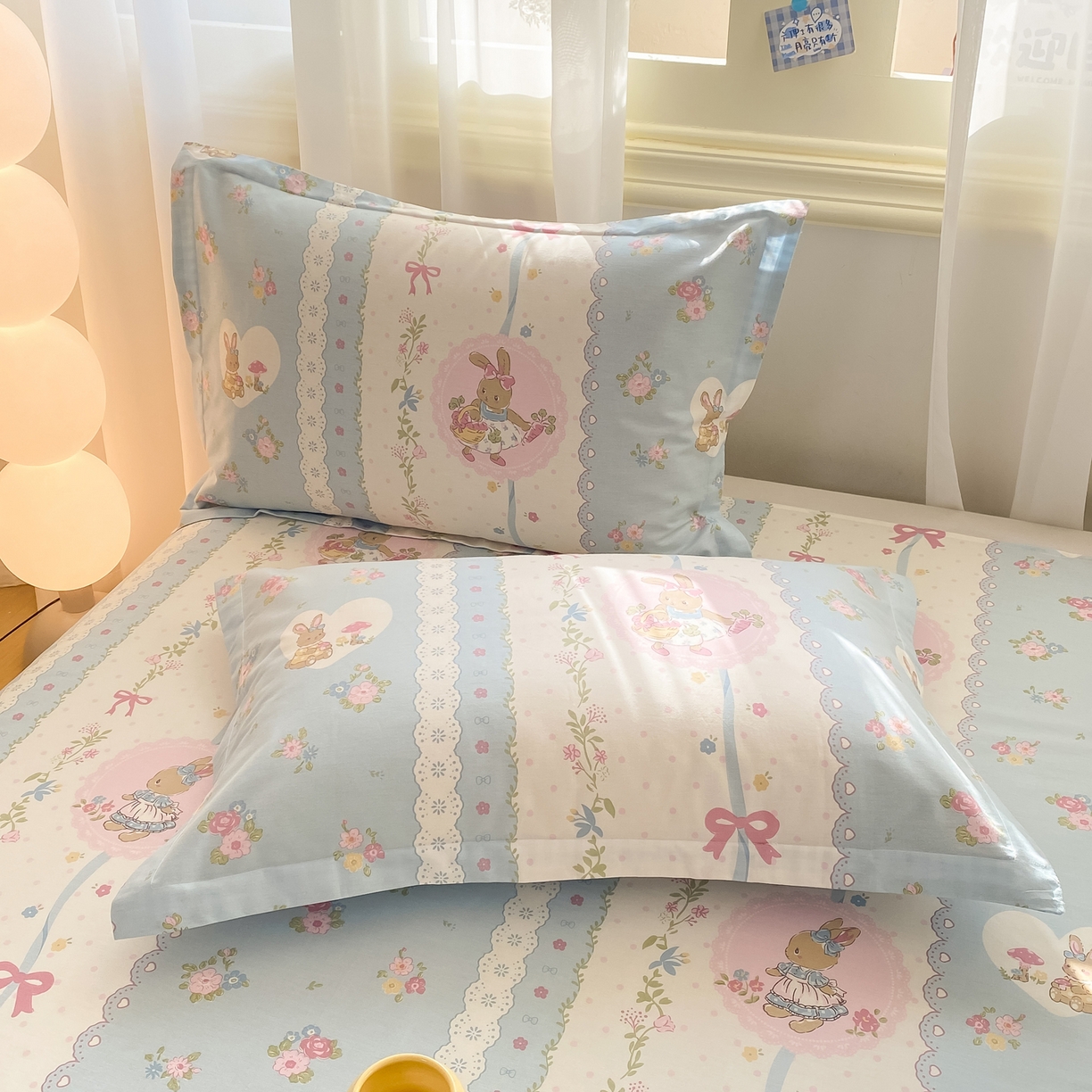 91家纺网 家纺一手货源 找家纺 花梦欣 2026新款全棉印花单品系列-单床单 花丛兔兰