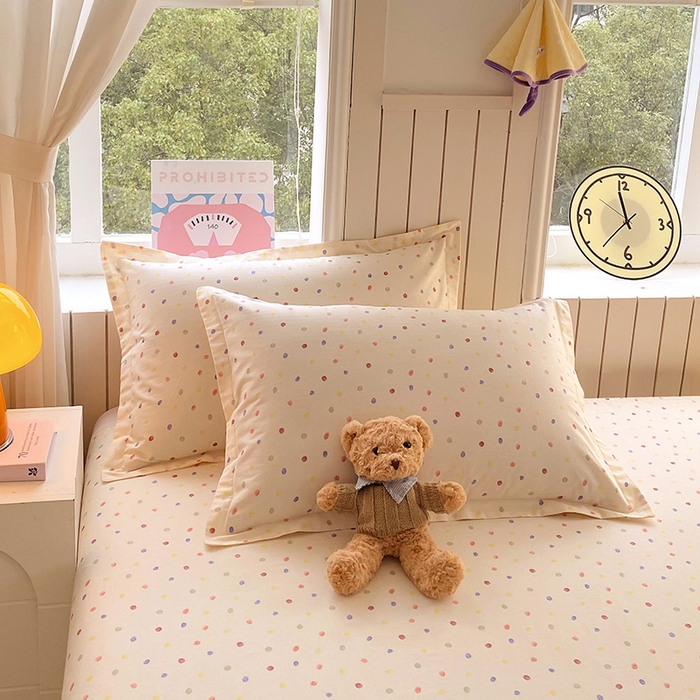 91家纺网 家纺一手货源 找家纺 金丝兔 2026新款纯棉印花四件套系列 奶油波点