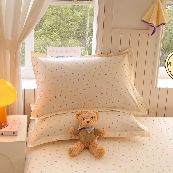 91家纺网 家纺一手货源 找家纺 金丝兔 2026新款纯棉印花四件套系列 奶油波点