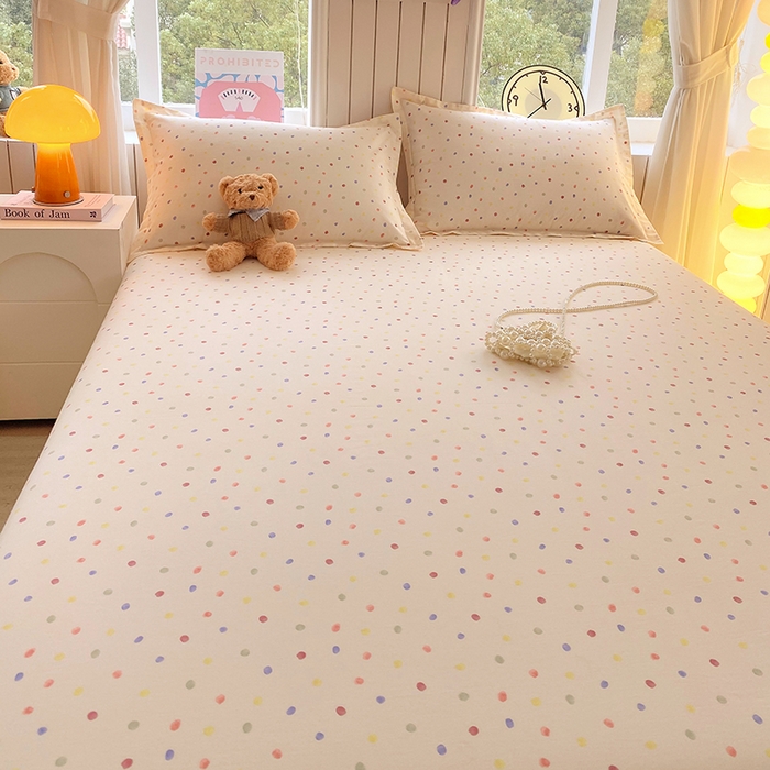 91家纺网 家纺一手货源 找家纺 金丝兔 2026新款纯棉印花四件套系列 奶油波点