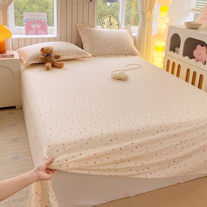 91家纺网 家纺一手货源 找家纺 金丝兔 2026新款纯棉印花四件套系列 奶油波点