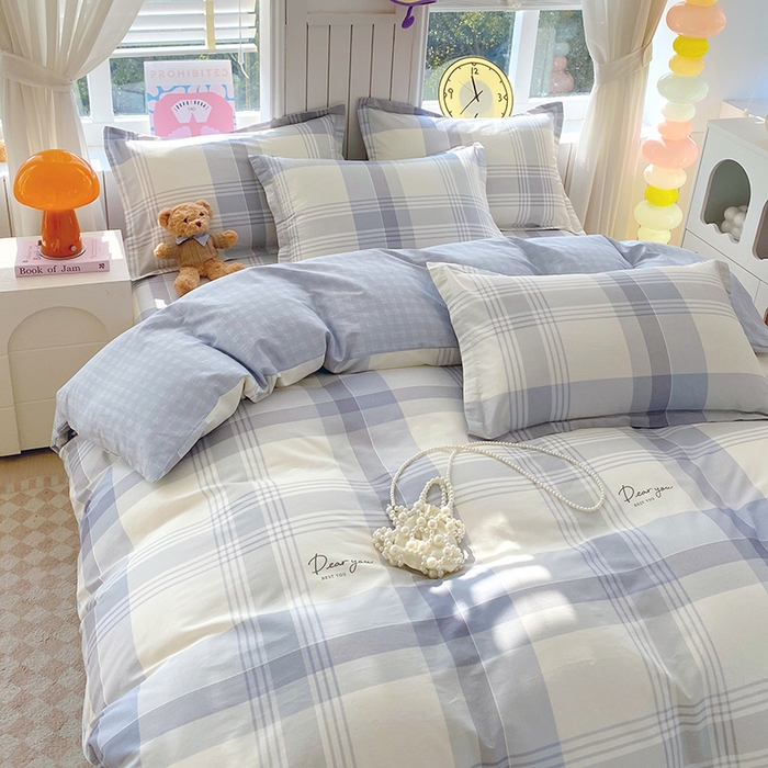 91家纺网 家纺一手货源 找家纺 金丝兔 2026新款纯棉印花四件套系列 浅格念