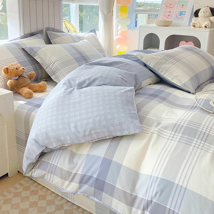 91家纺网 家纺一手货源 找家纺 金丝兔 2026新款纯棉印花四件套系列 浅格念