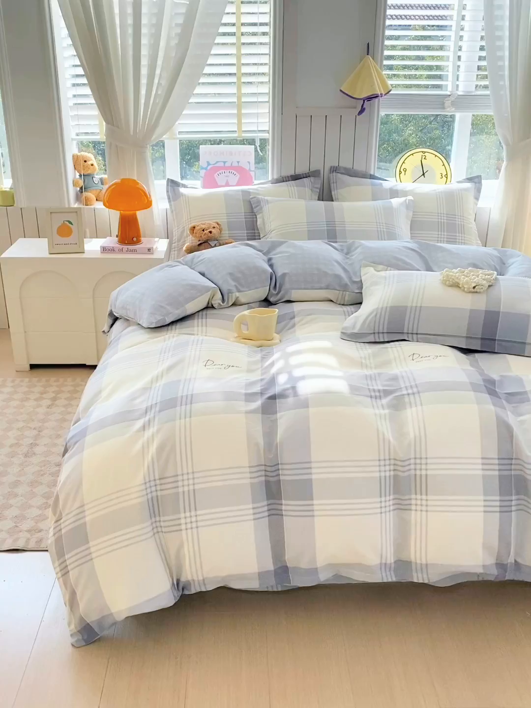 91家纺网 家纺一手货源 找家纺 金丝兔 2026新款纯棉印花四件套系列 浅格念