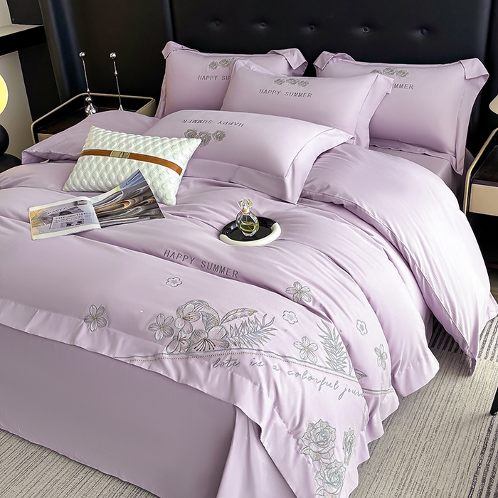 91家纺网 家纺一手货源 找家纺 （总）桃园 新款纯棉全棉长绒棉刺绣绣花高端礼盒四件套-卡尔系列